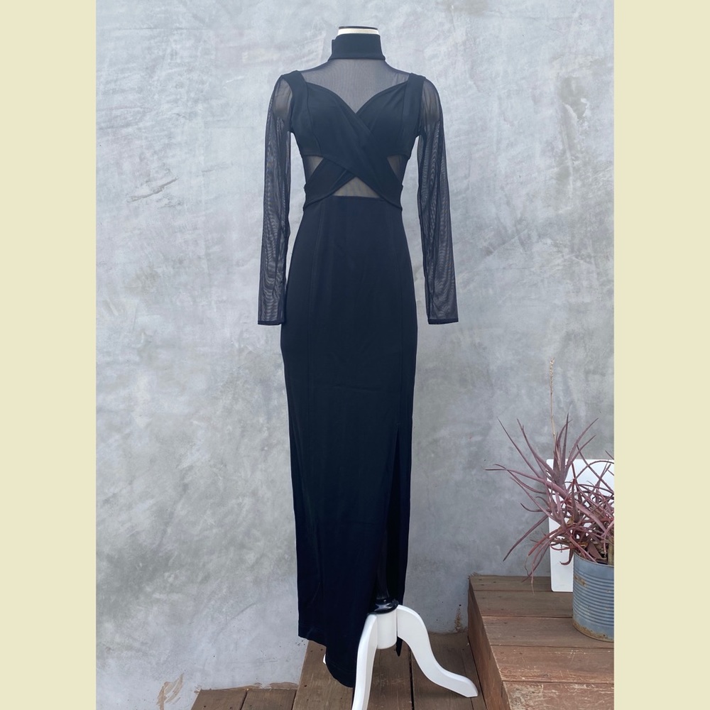 Vtg 1990s Tadashi Shoji Illusion Dress Sz 6